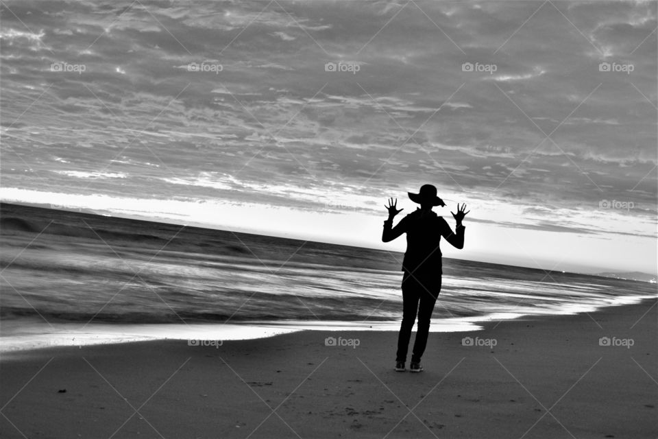 silly girl on the beach