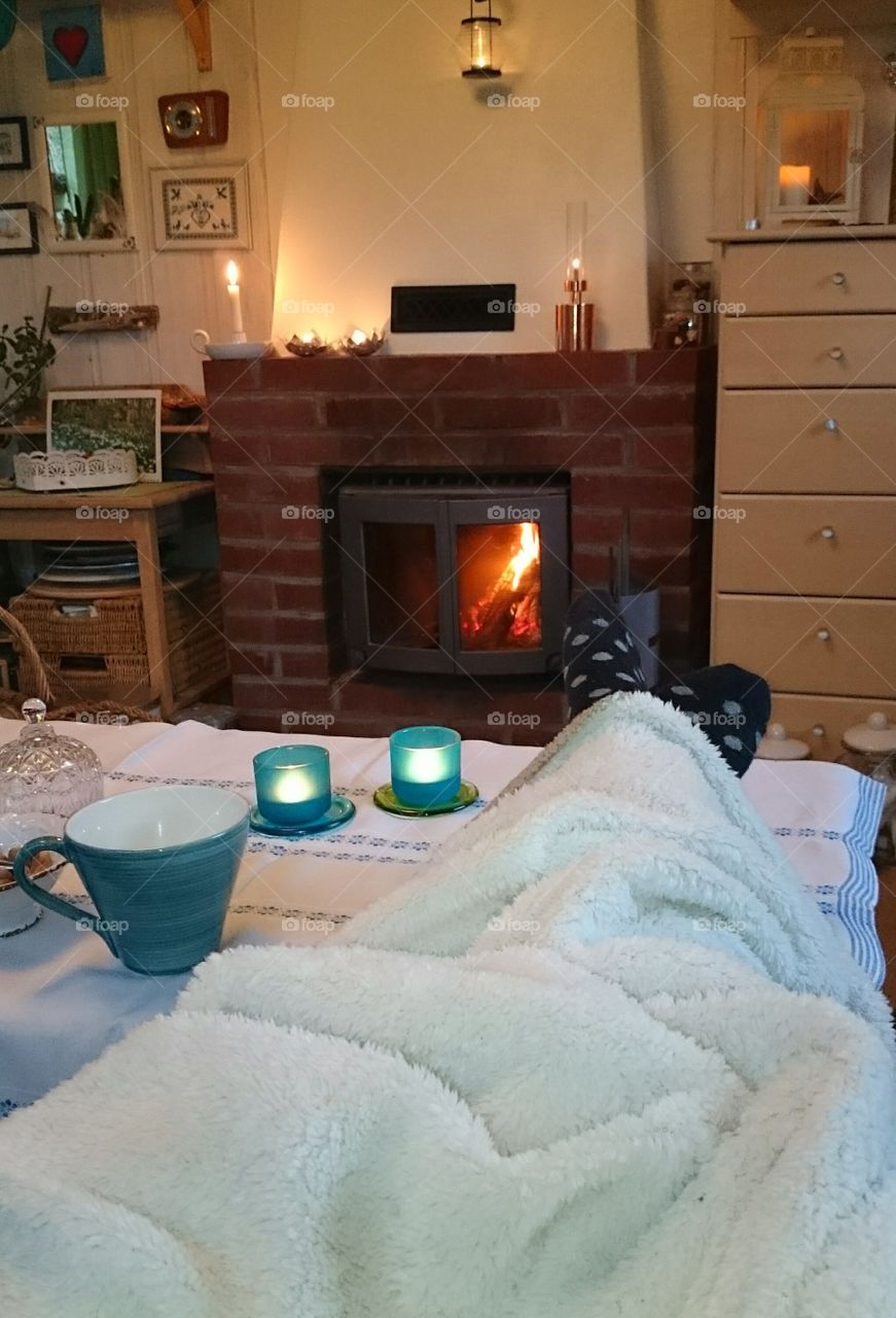 cosy time by the fireplace