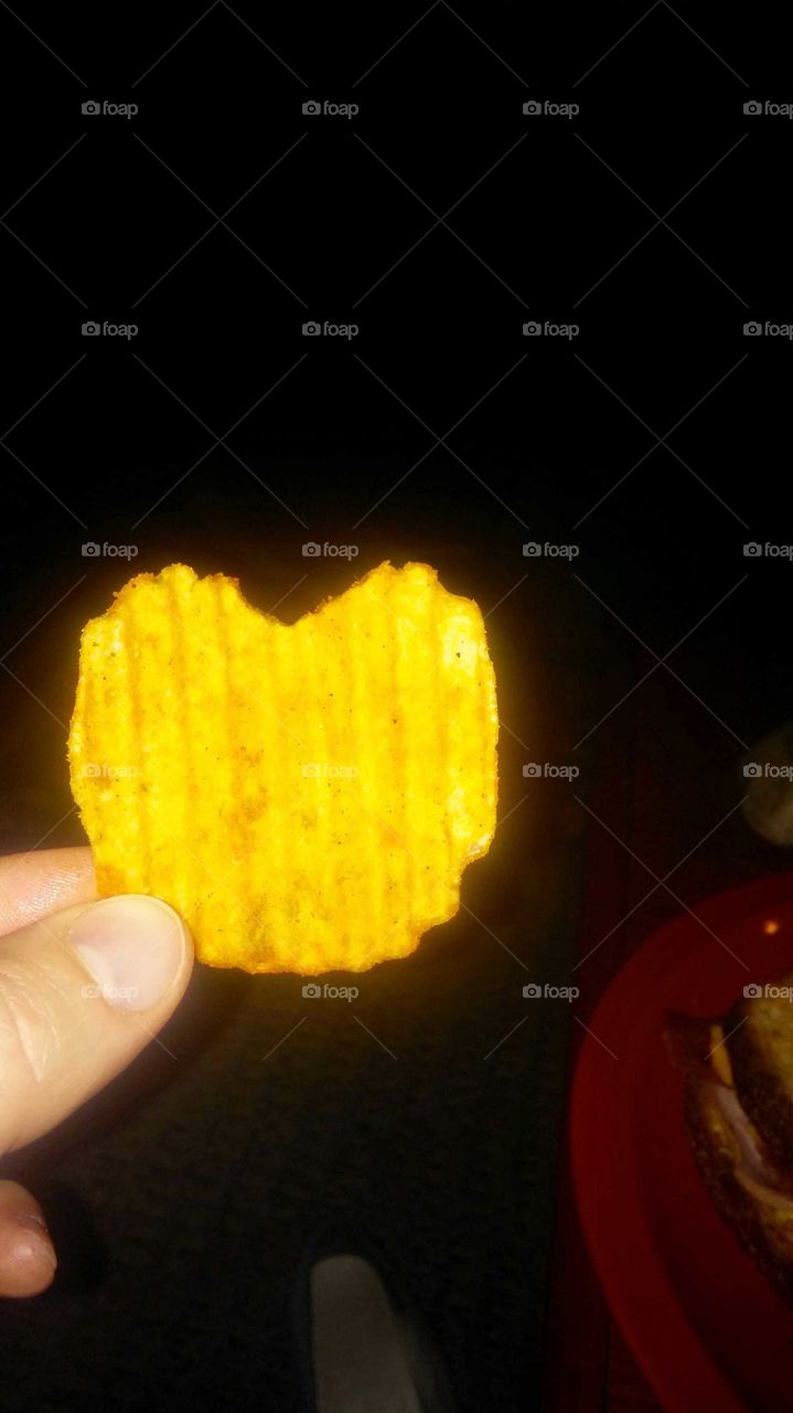 Heart potato chip.