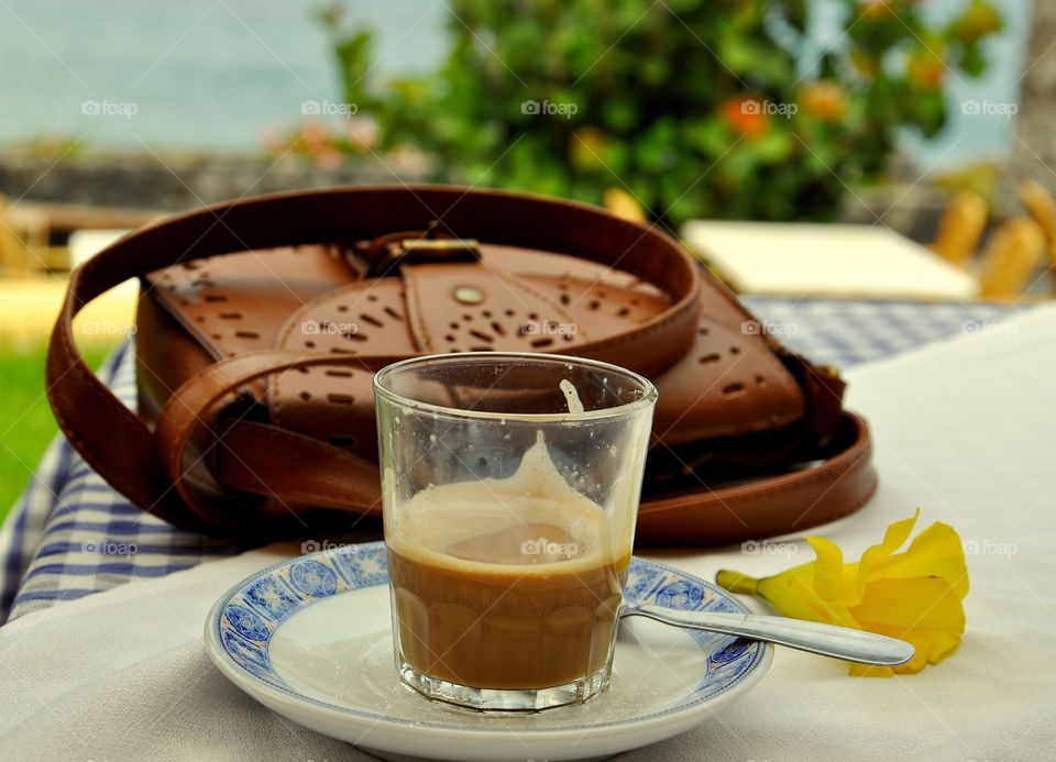 cortado con leche - the best Spanish coffee - on tenerife canary Island in Spain