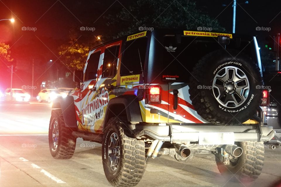 offroad vehicle on the plain road