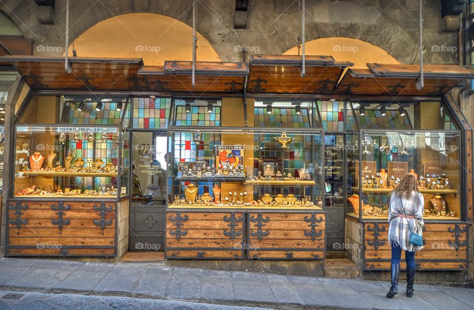 Shopping on the ponte vecchio in florence