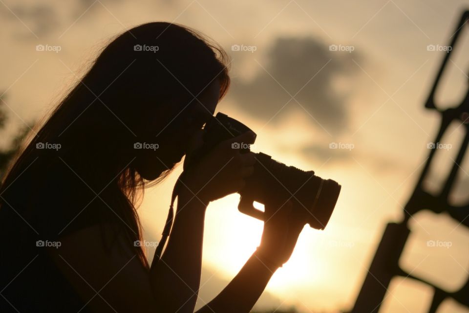 Backlit, Sunset, Silhouette, People, Woman