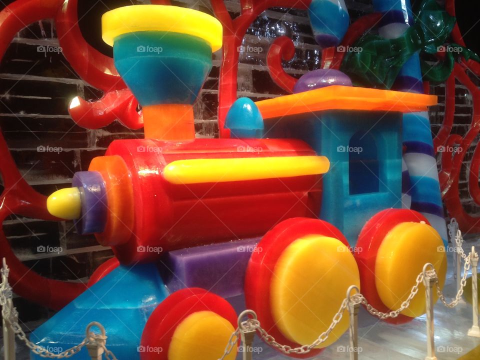 Train ice sculpture