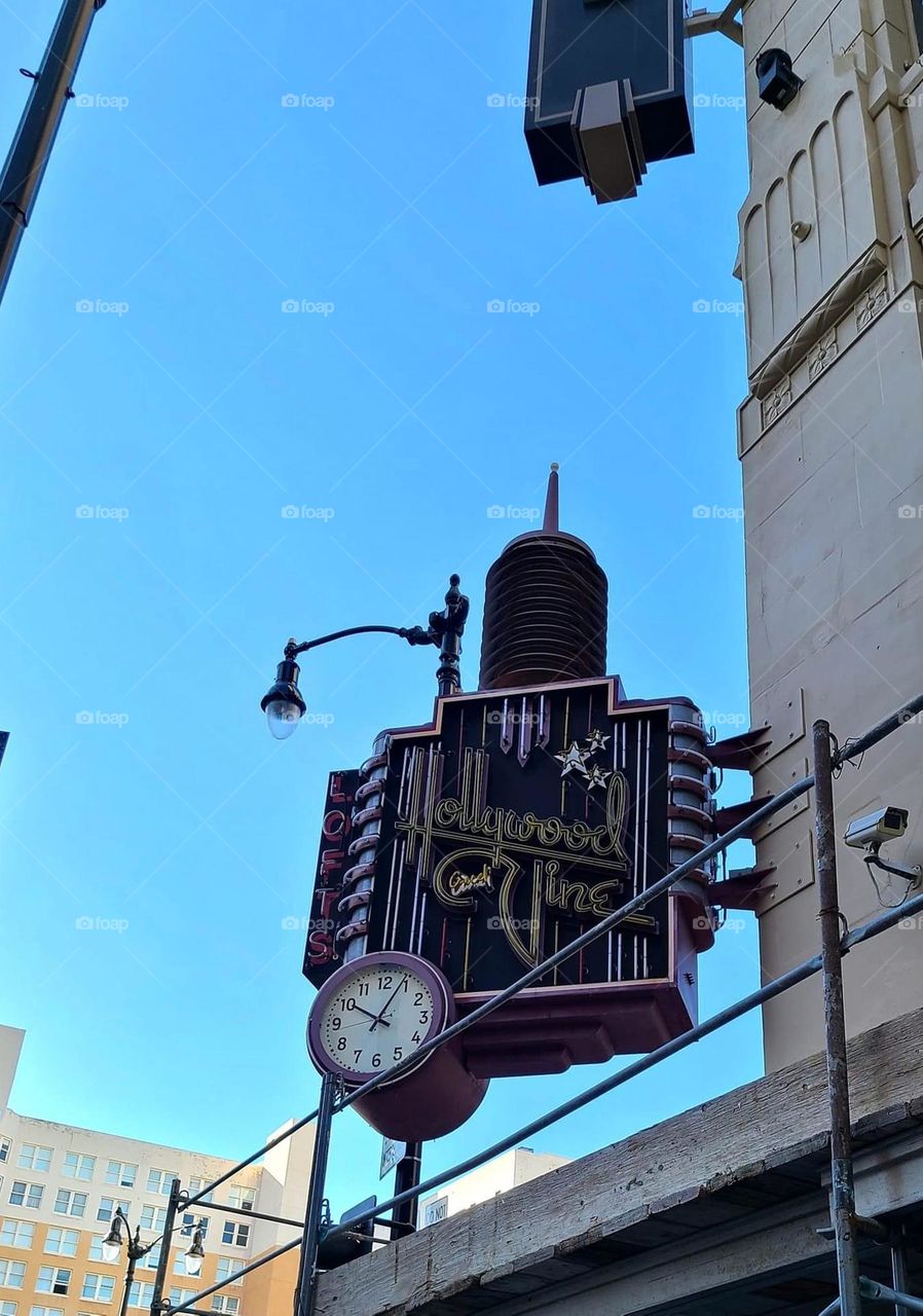 Hollywood and Vine Sign on Hollywood Boulevard. 