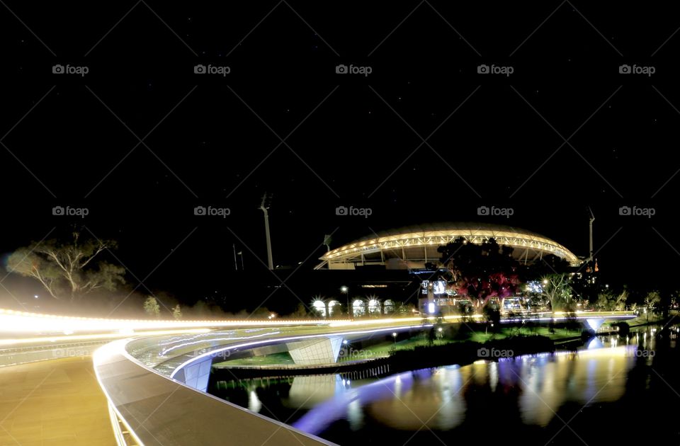 Adelaide oval and footbridge long exposure 