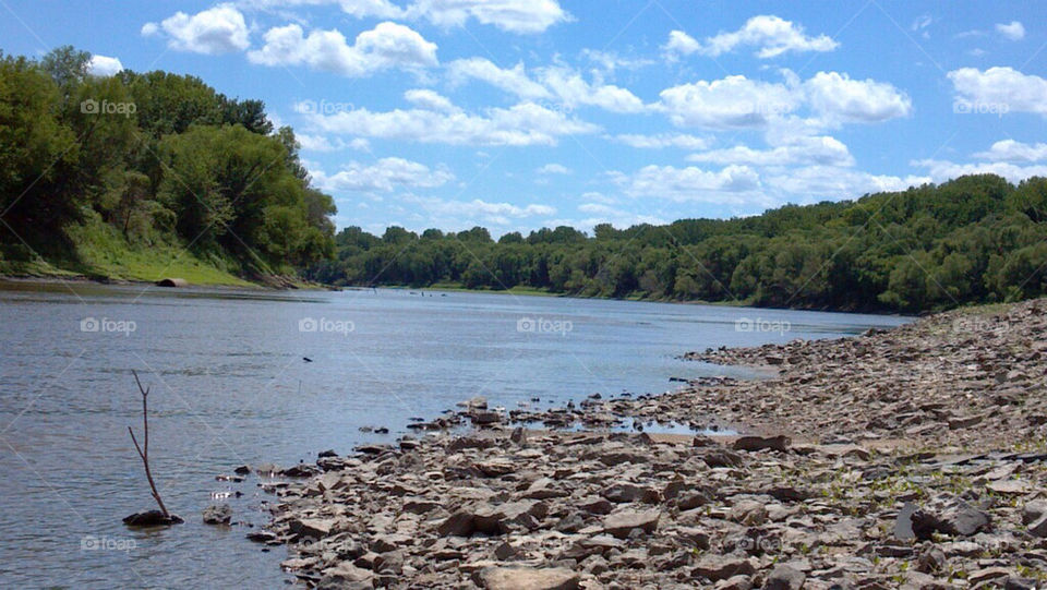sky blue clouds trees by jodyow3n