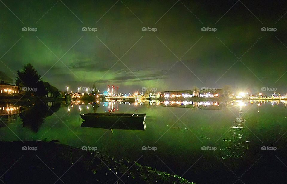 Aint easy being green

green boat, water, northern lights,  Portsmouth NH 5-1-24