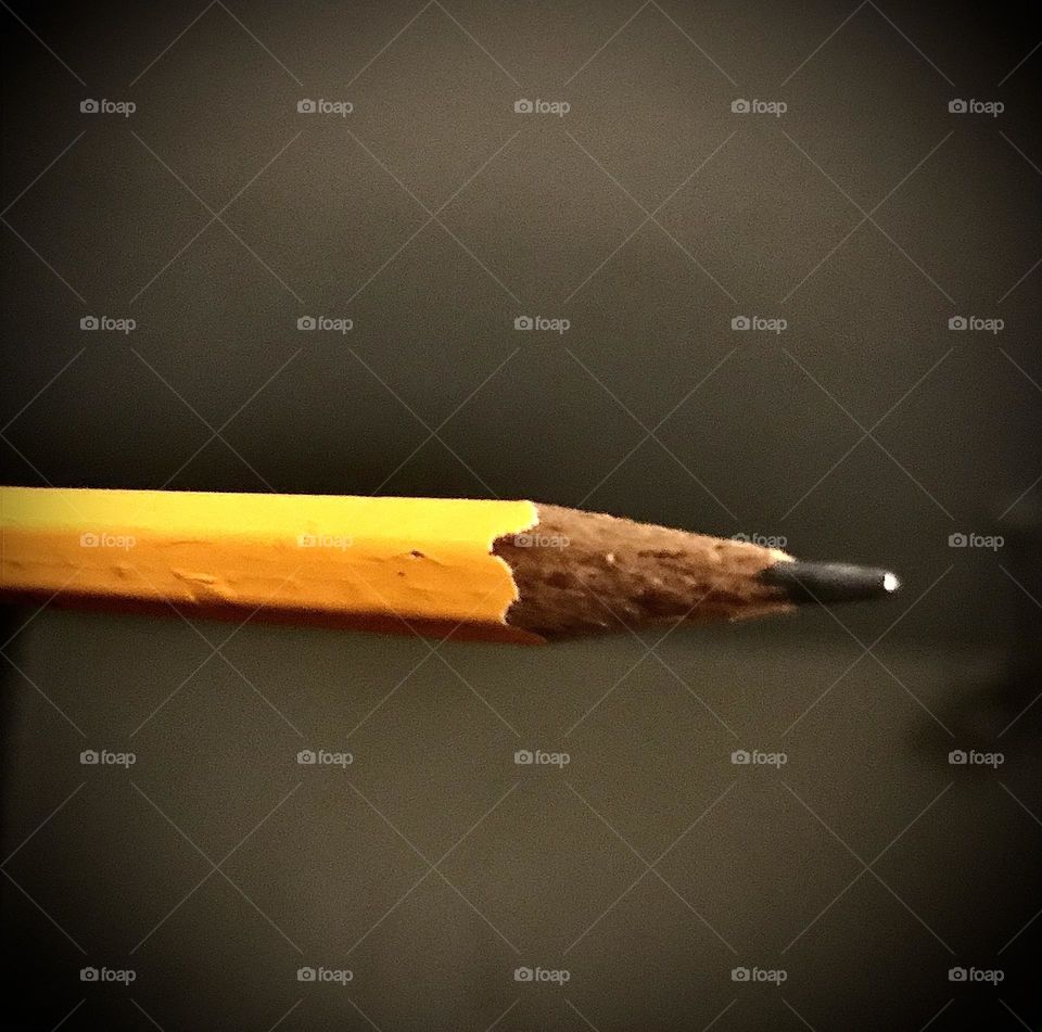 A close-up view of a pencil.