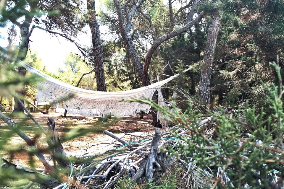 Hammock in a rustic garden