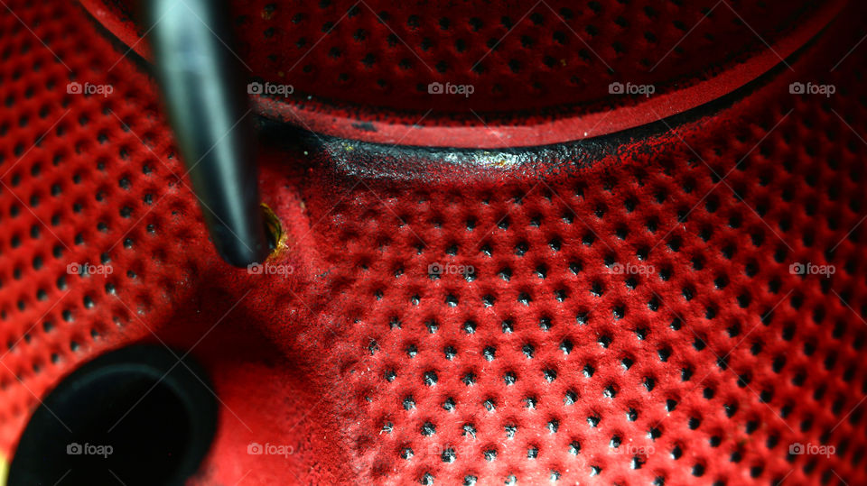 this is my Japanese tea pot. the material is metal and ceramics. this is a macro shot