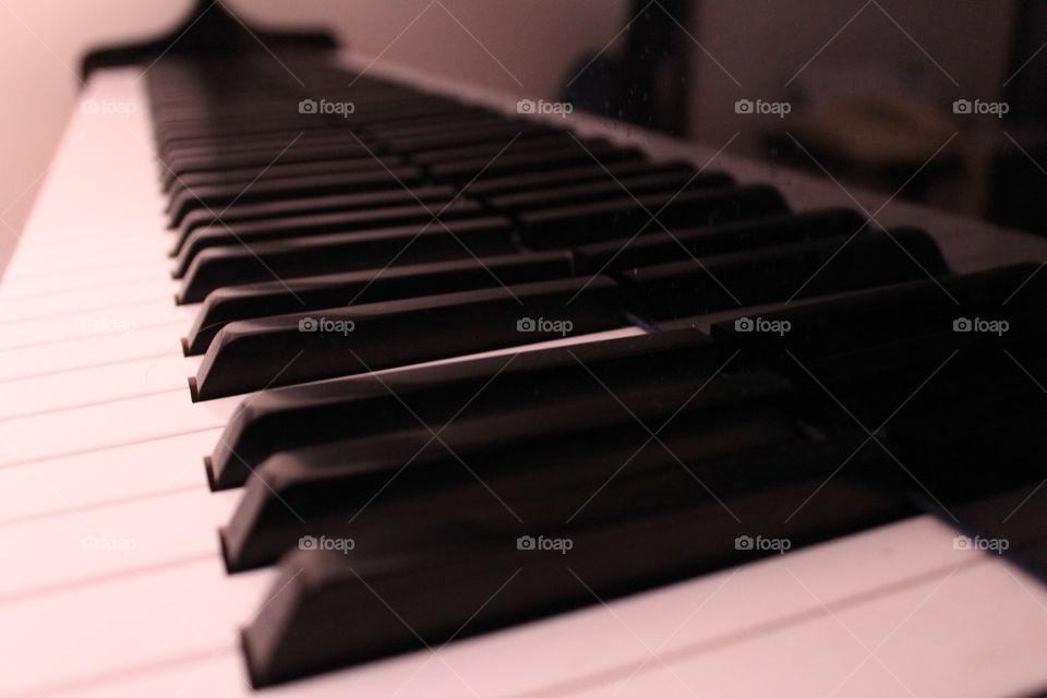 Close up piano keys.