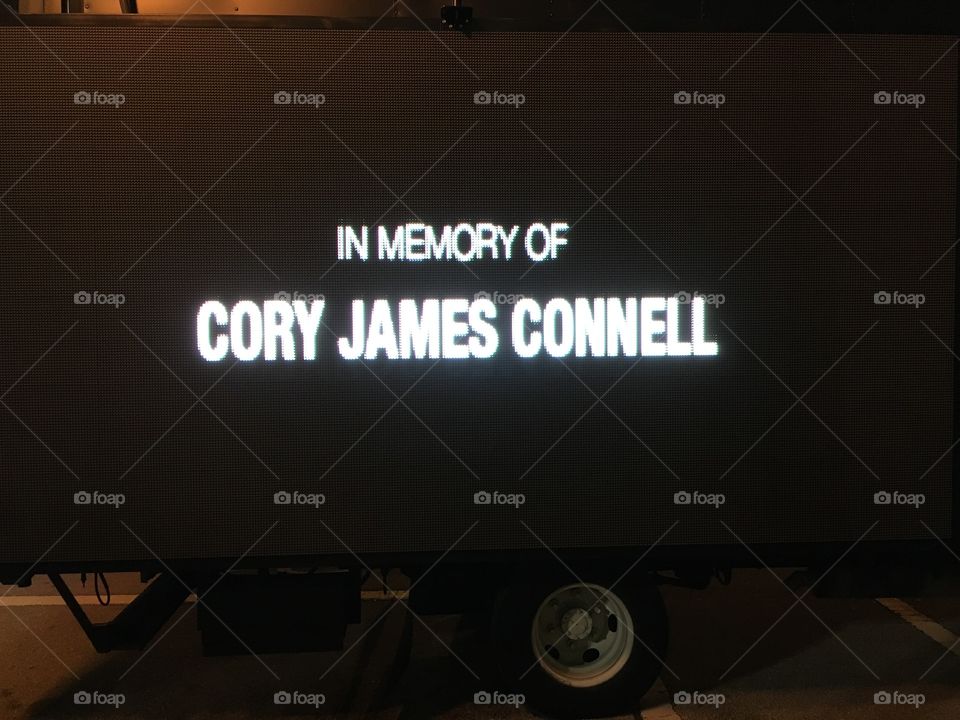 In memory of CORY JAMES CONNELL.