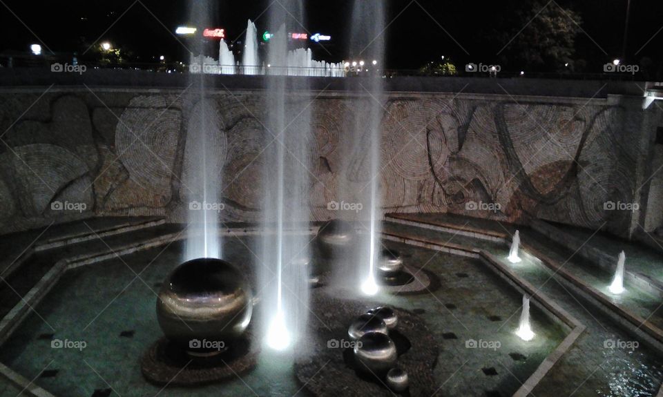 Lights in the night fountain