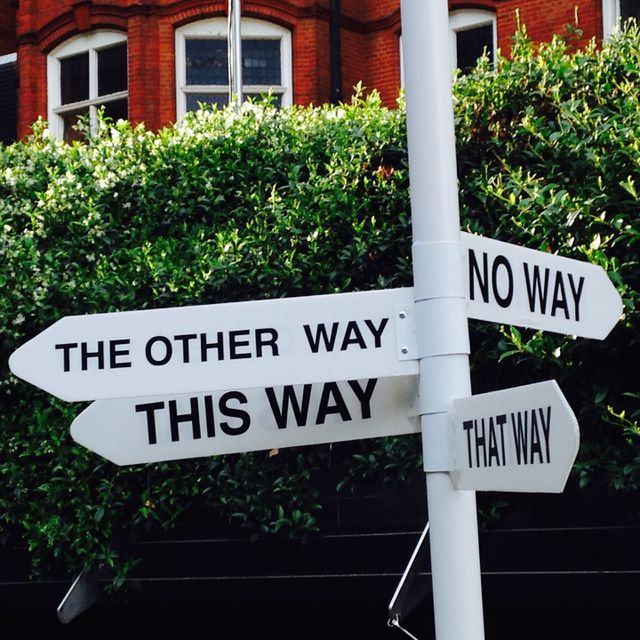 A sign post. National Geographic Society, London. Travel Photo exhibition