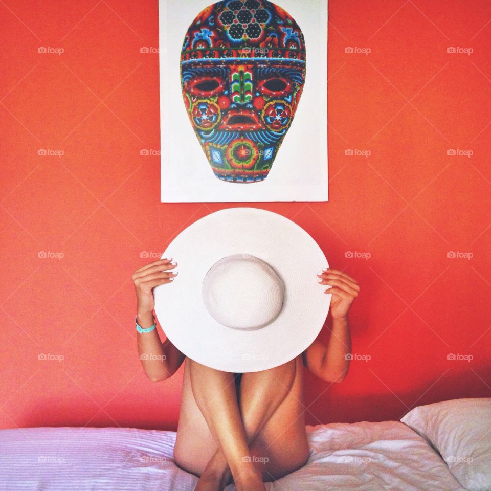 Mexican art on a red wall