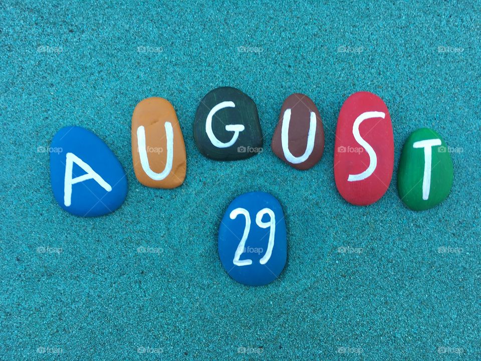 29 August, calendar date on colored stones 