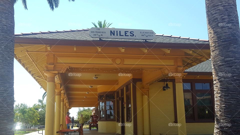 The old train station in Niles, California. The building now a train station museum