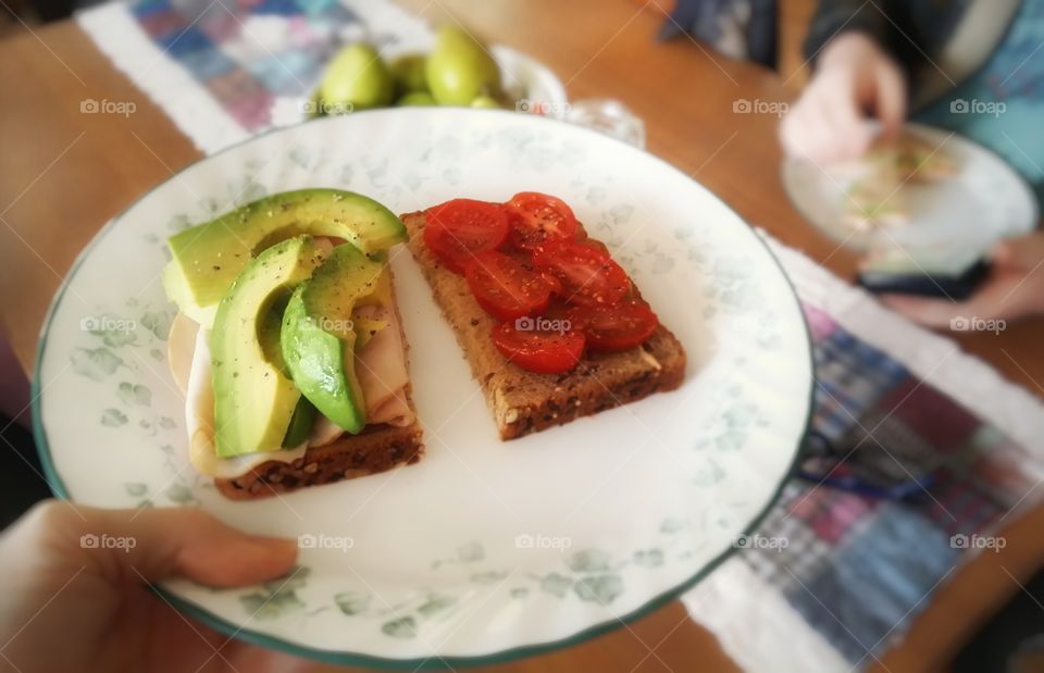 Turkey avacado tomato sandwich