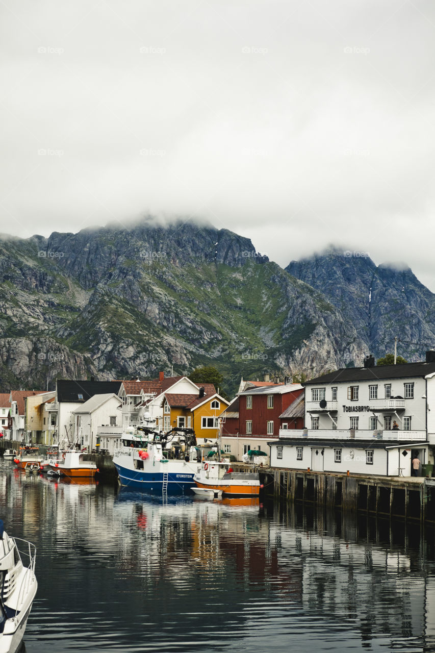 Nordic Norwegian fishing village in Lofoten