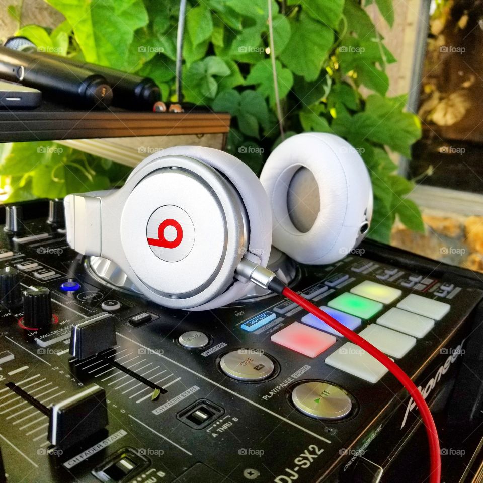 Beats by Dre on a soundboard