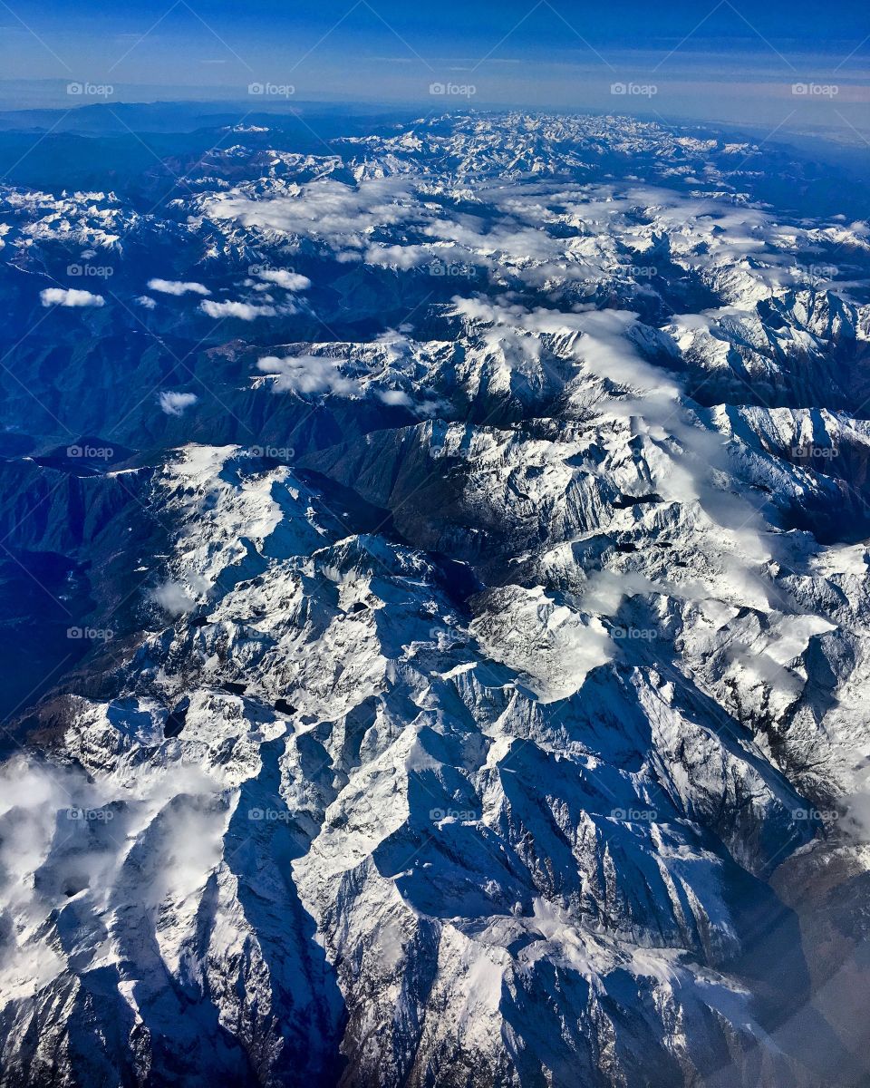 High angle view of mountain in winter