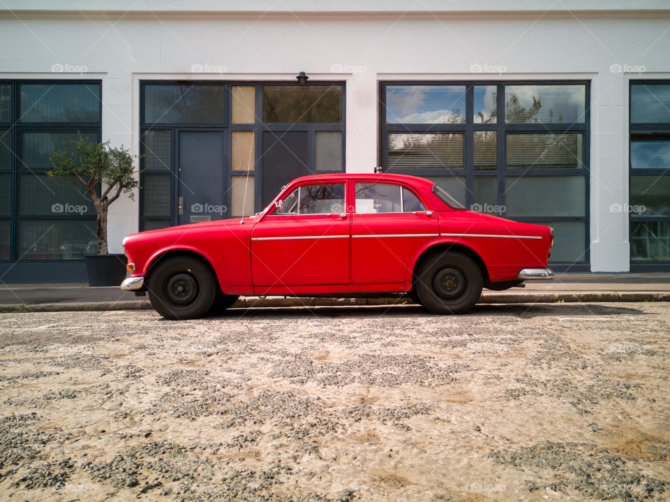 Vintage car, red Volvo model 122 S.