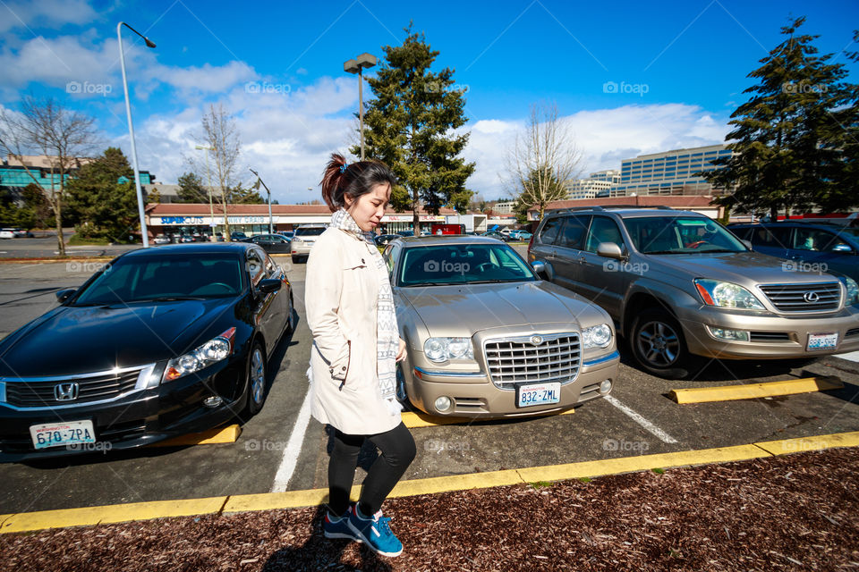 Girl in parking lot 