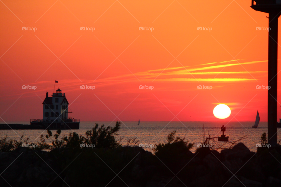 sky sunset orange sun by ipixxiqi
