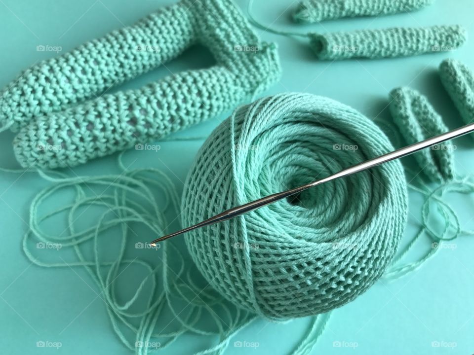 knitting green rabbit process 