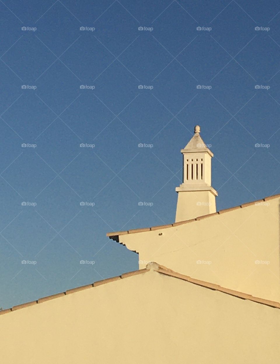 Sunset light on rooftop 