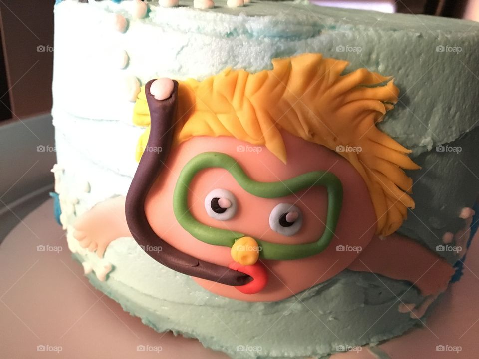Snorkel birthday cake fondant decoration 
