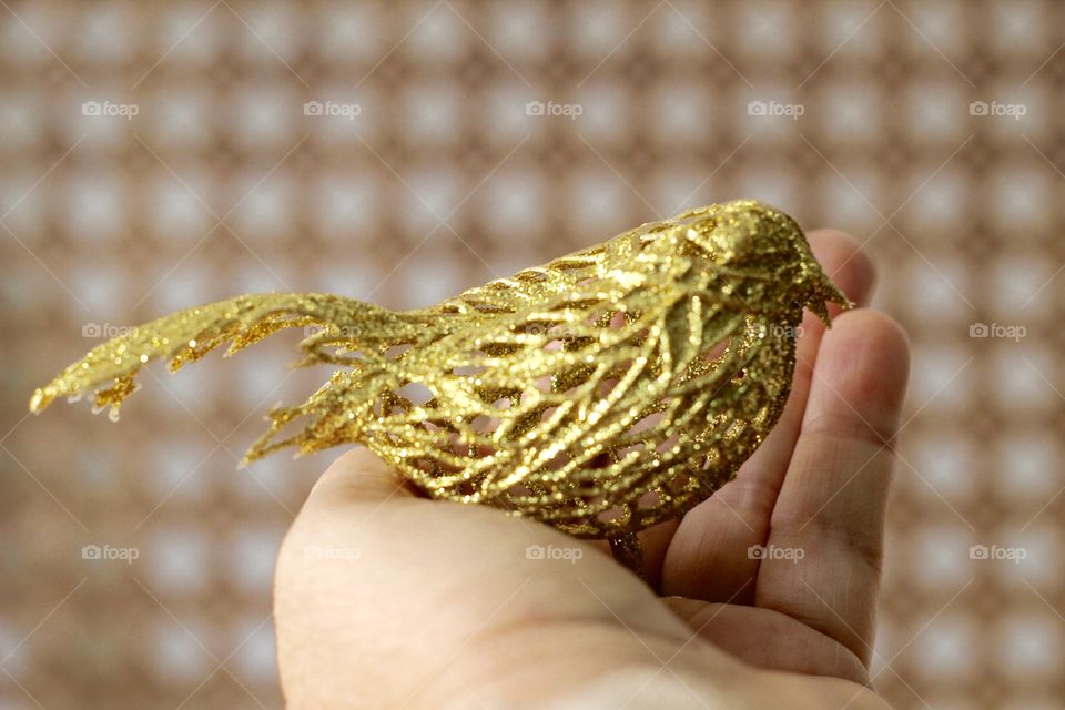 golden bird for christmas decoration