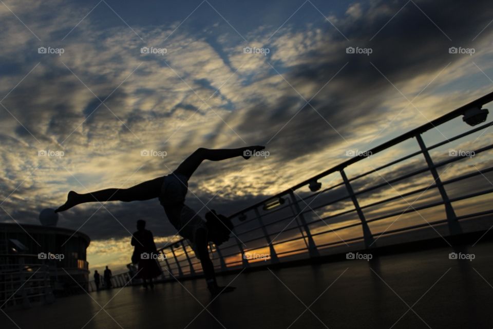 Passion on a cruise ship enjoying the sunset 