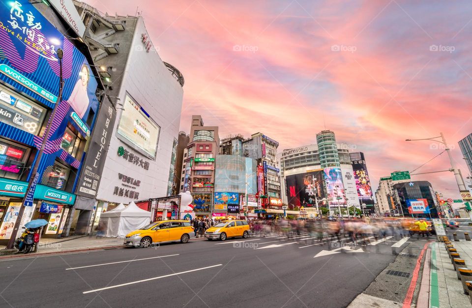 Shopping center in Taipei twilight