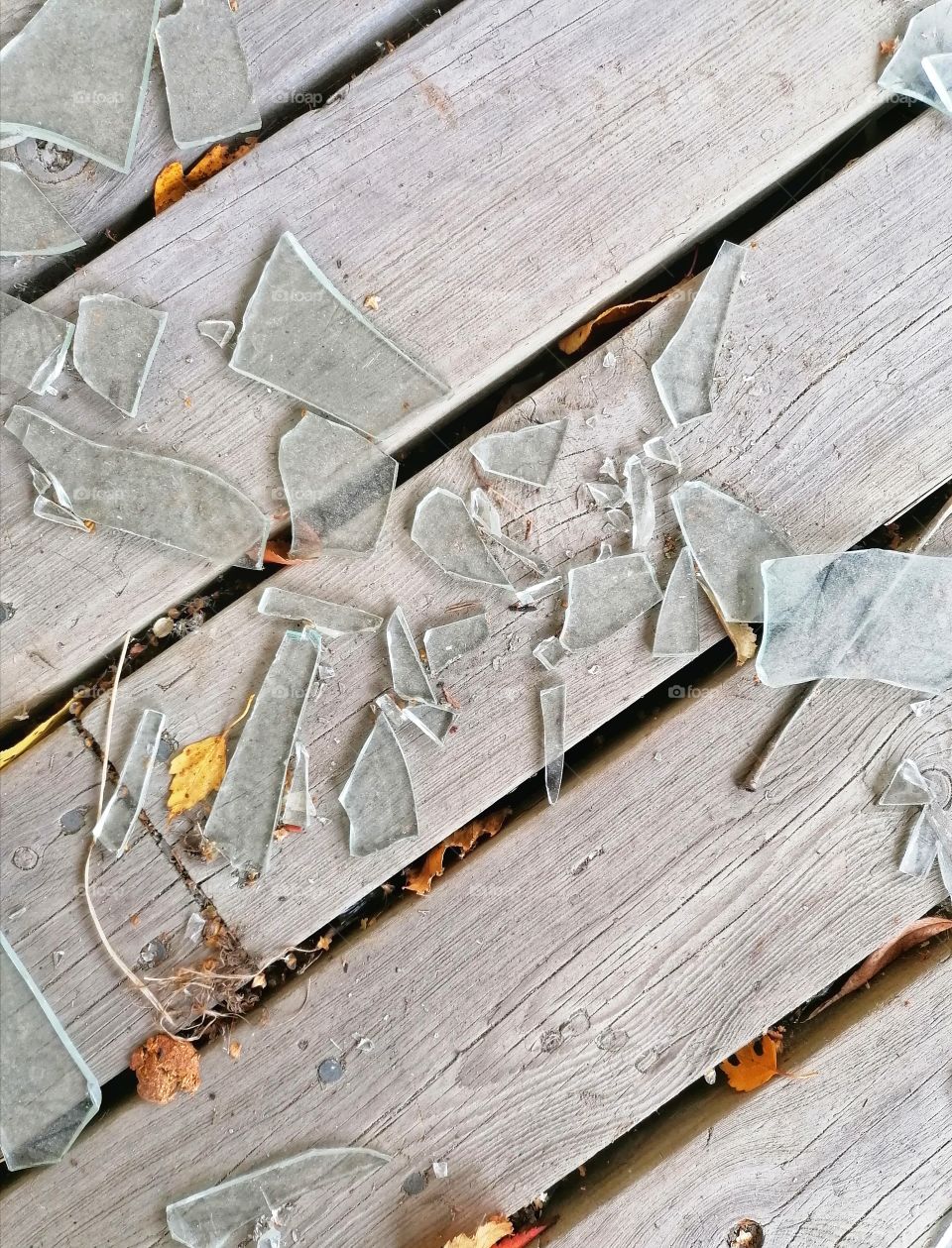 Shards of glass from a broken window