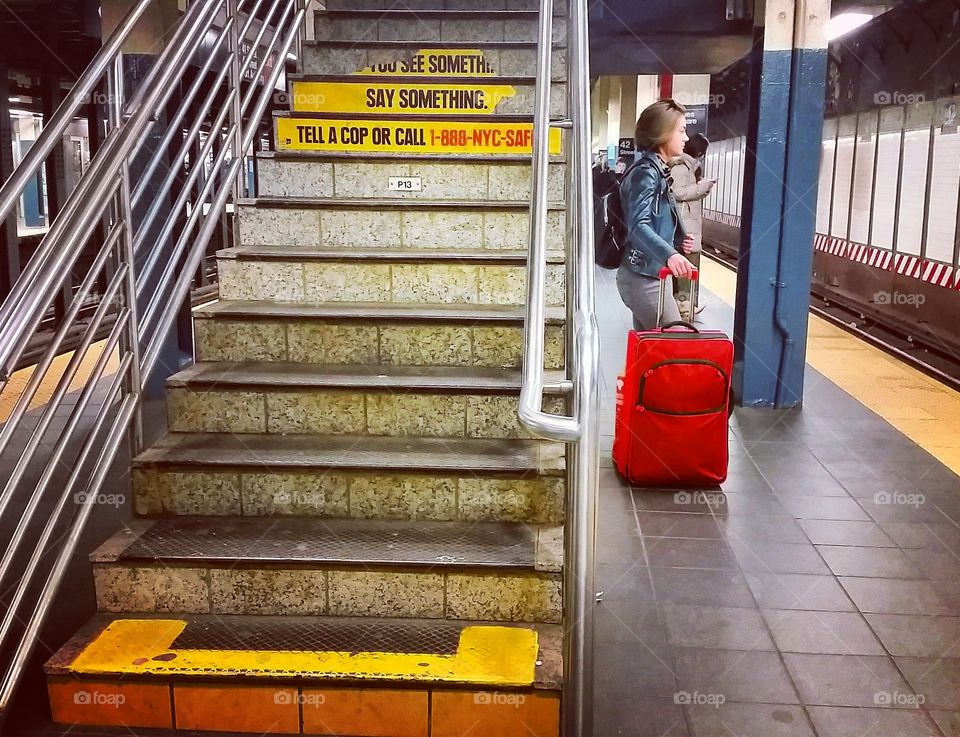 Waiting subway train