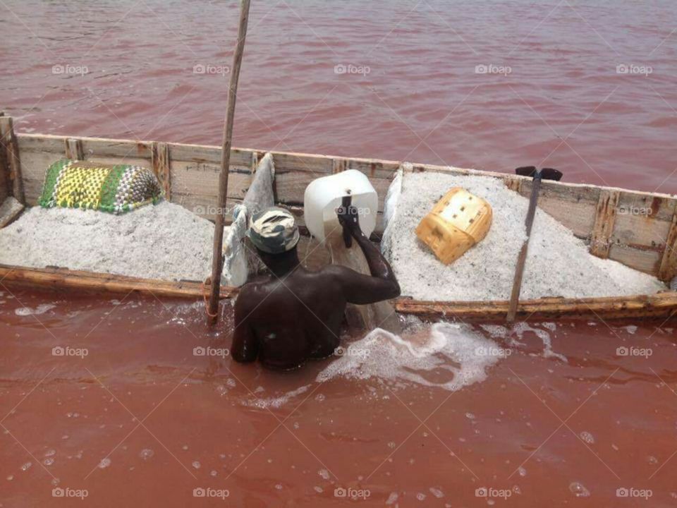 lac rose, Senegal.