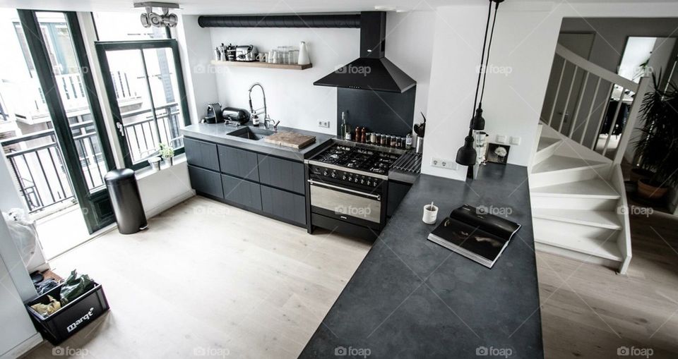 Black industrial kitchen