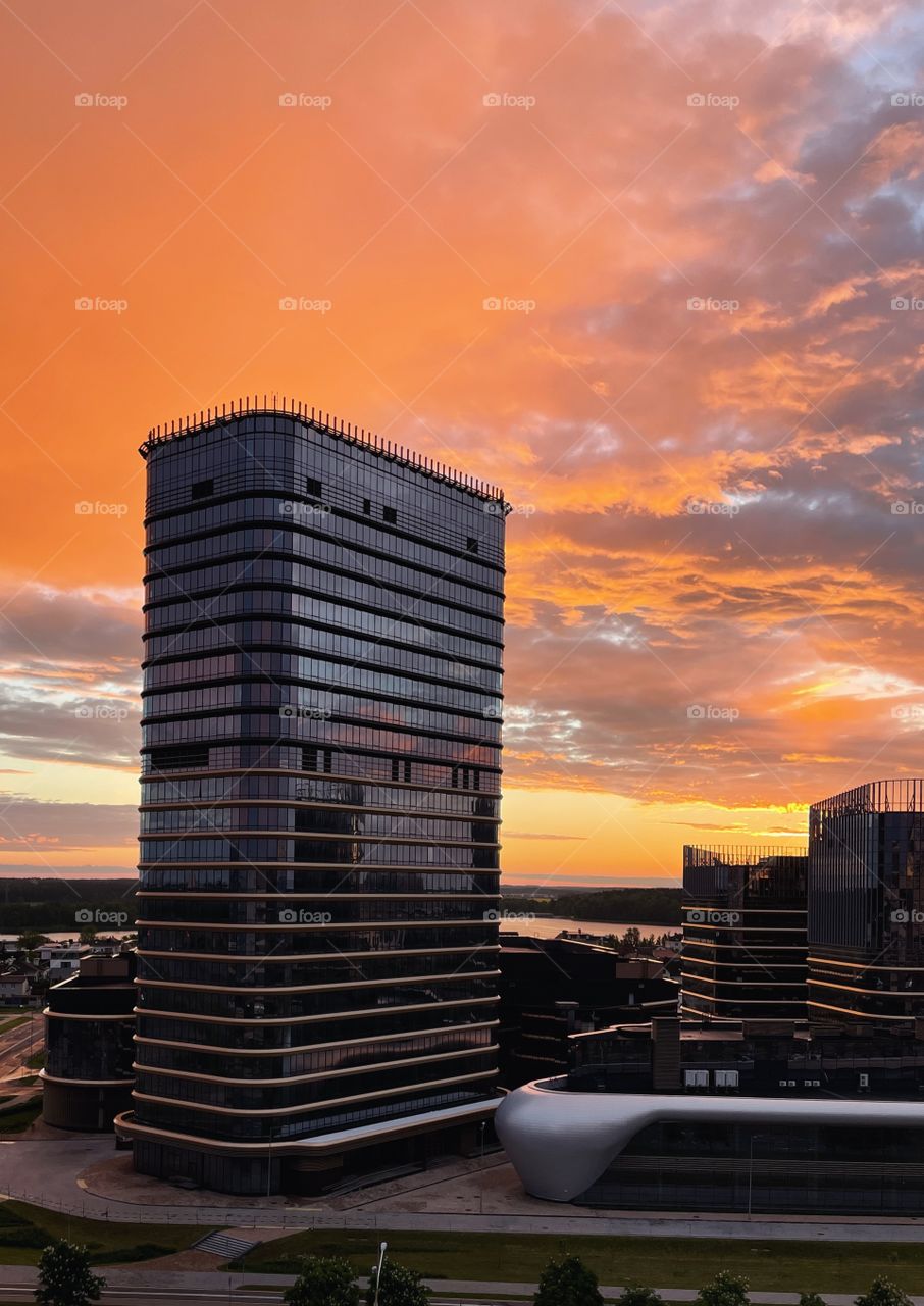 sunrise over the city