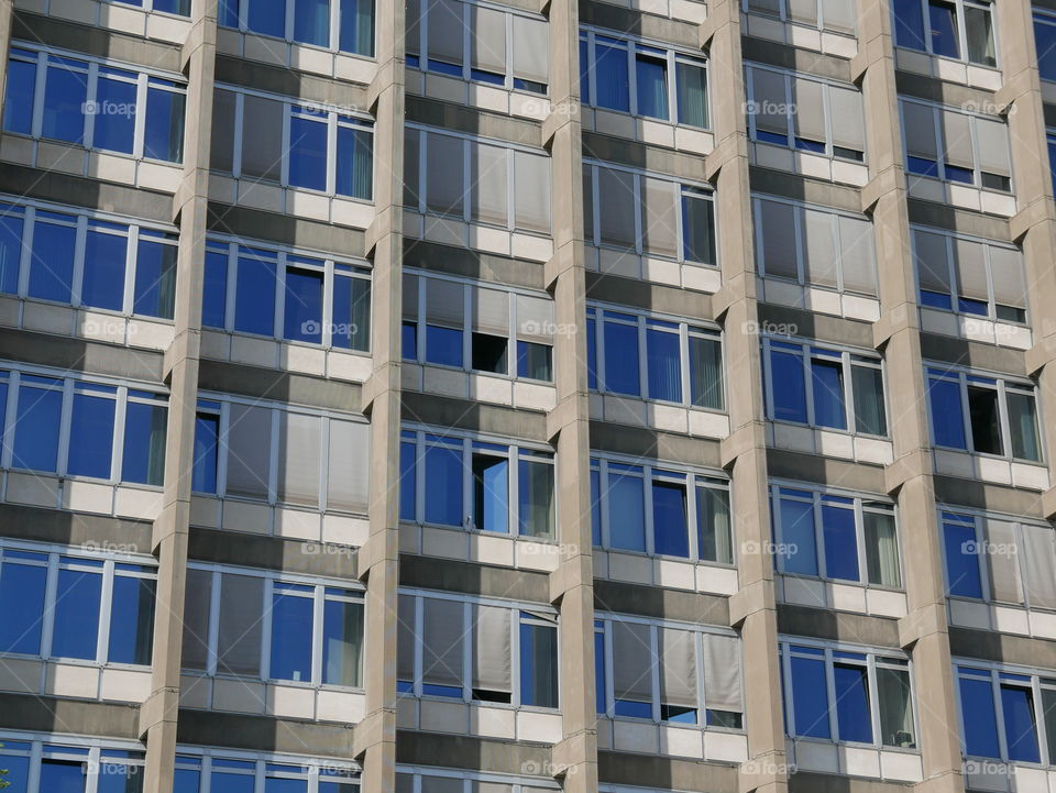 Facade of a skyscraper in Antwerp, Belgium.