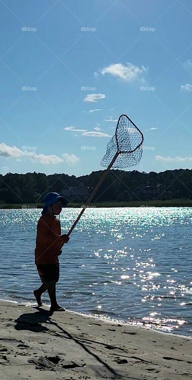 little boy fishing on Pawleys Island