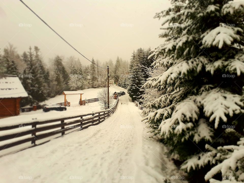 a snowy idyll in mountian