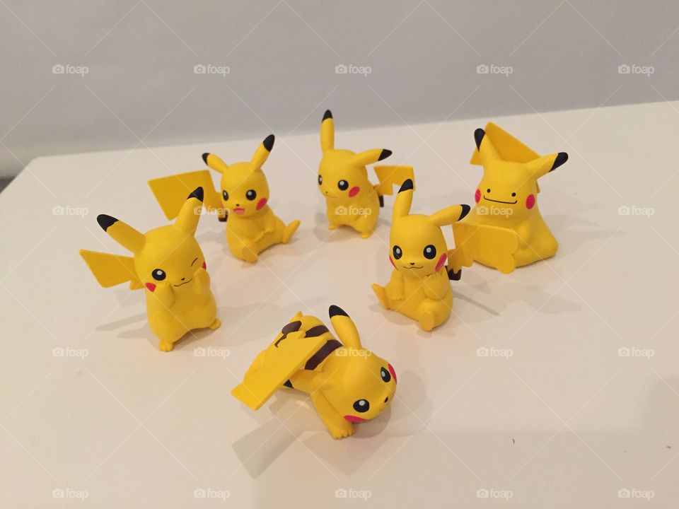 Pikachu in different poses with a ditto from japan 