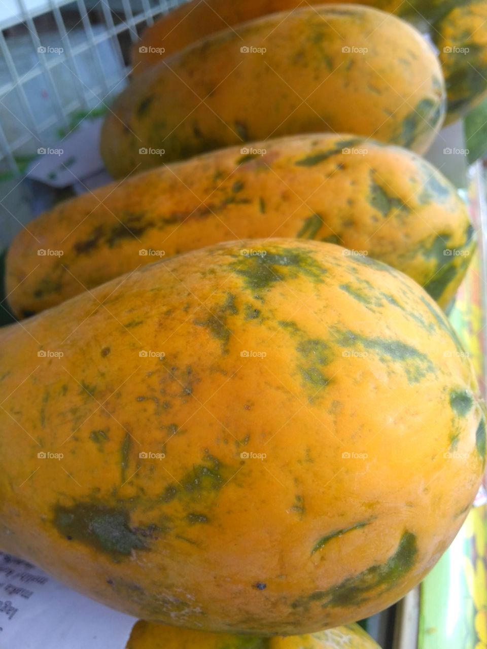 Papaya fruits on the market