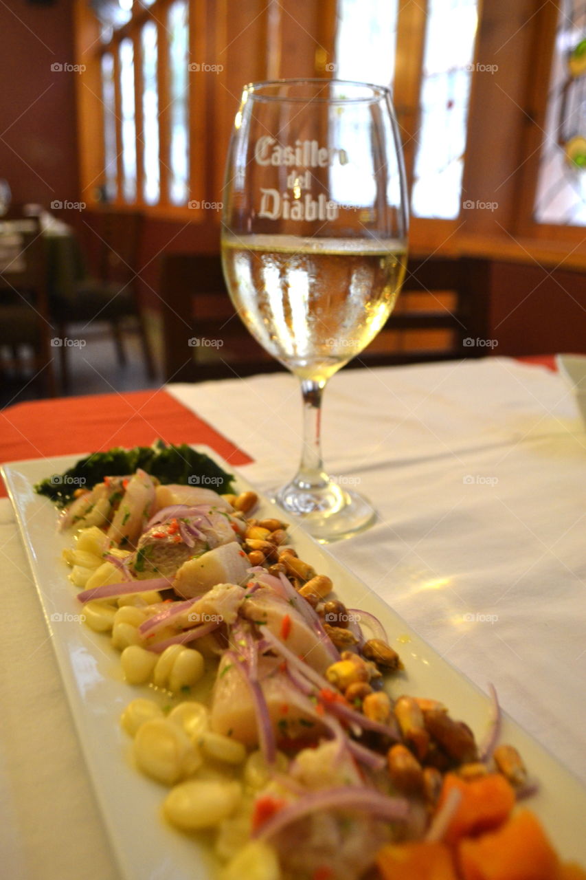 Peruvian Cuisine. taken in Lima...civeche is popular seafood dish in South America, made from raw fish cured in lime and spiced