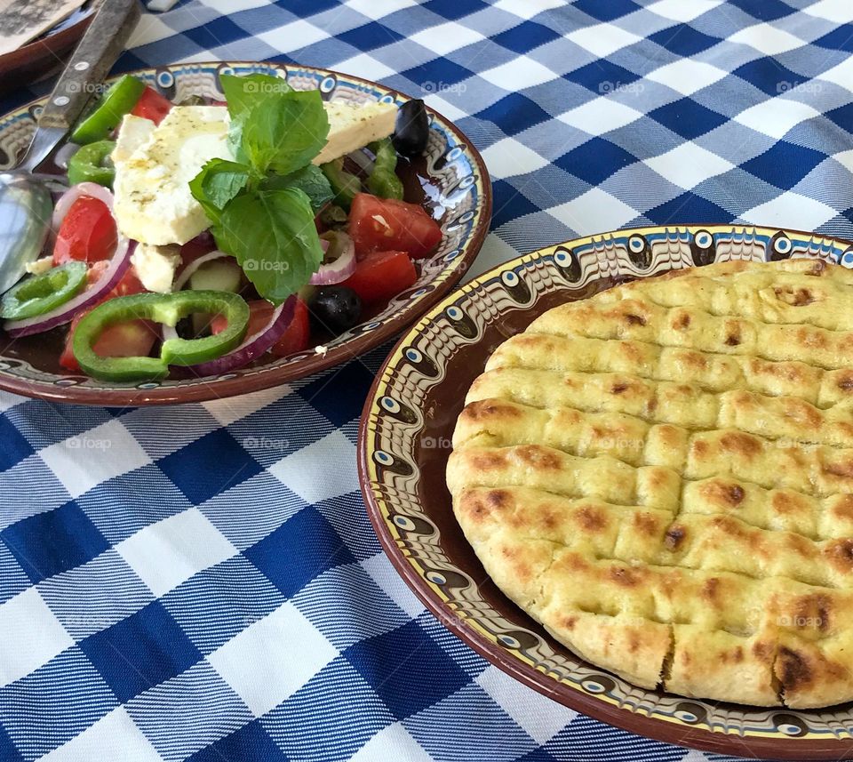 Caesar salad and tortillas