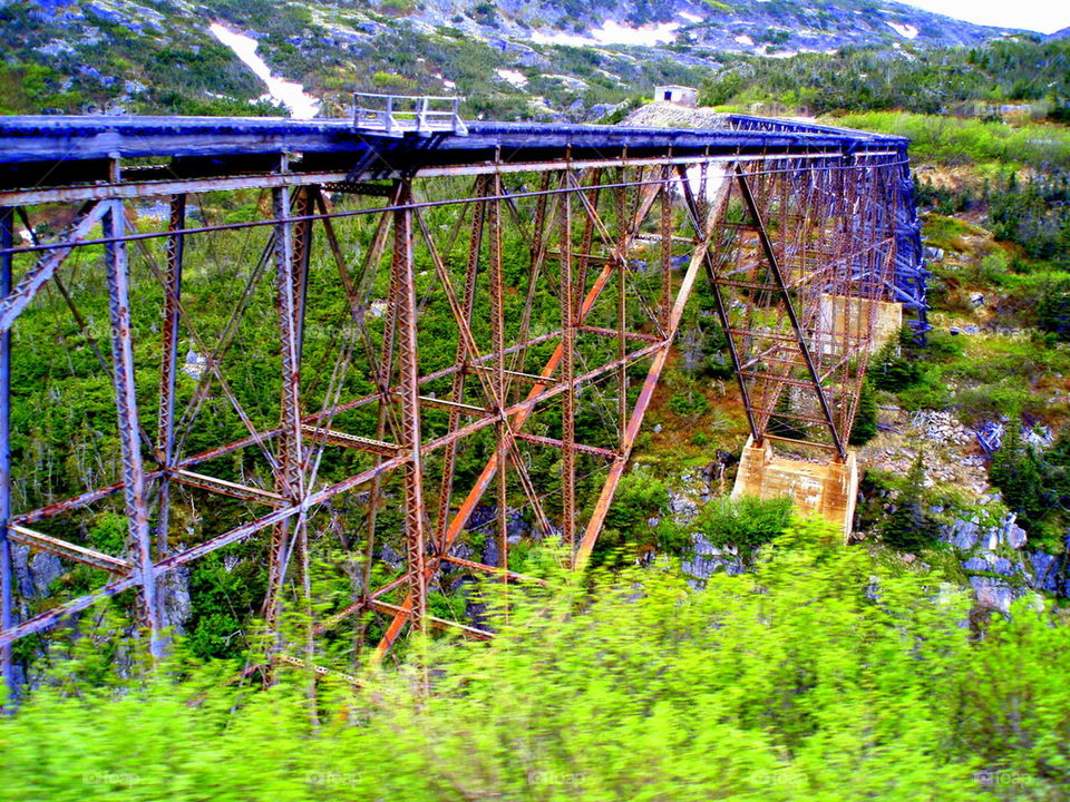 Bridge. Unused, rusty bridge along the way to the top of the mountain