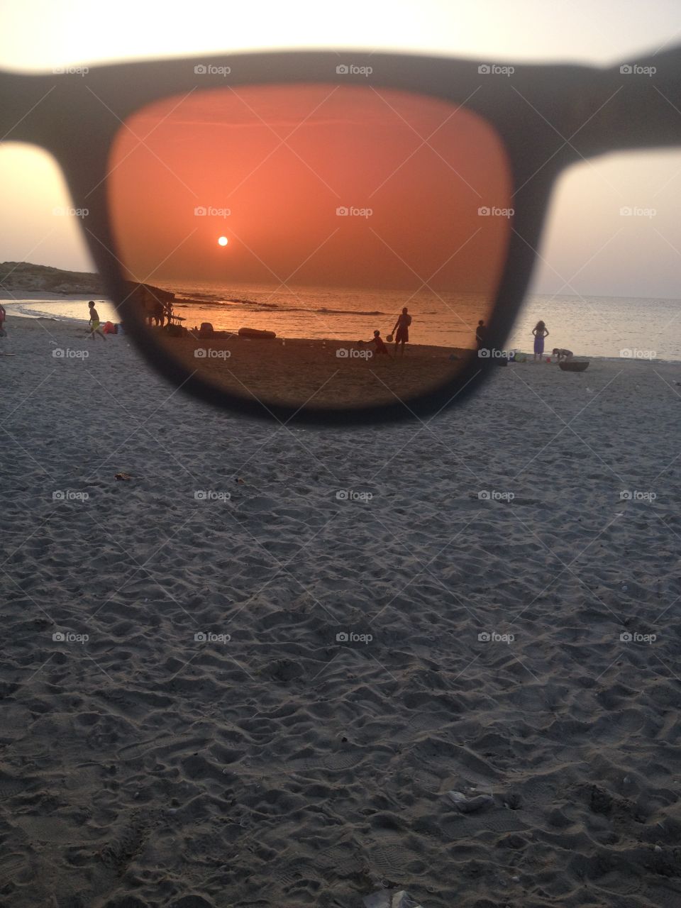 Sea via sunglasses . Haifa beach via sunglasses 