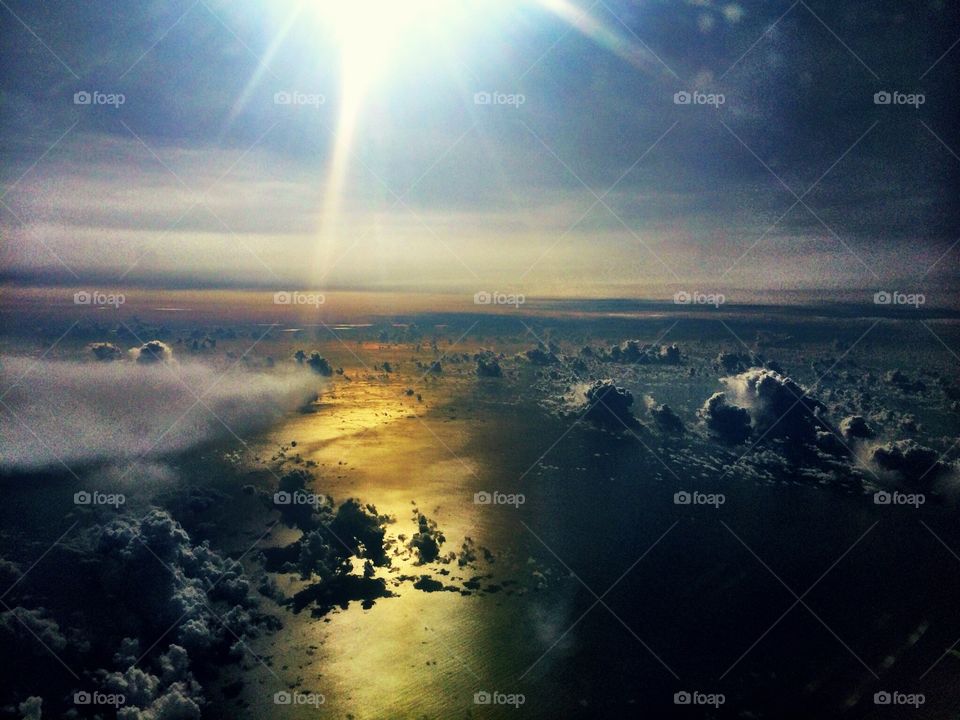 Up in the air. on my way to the UK